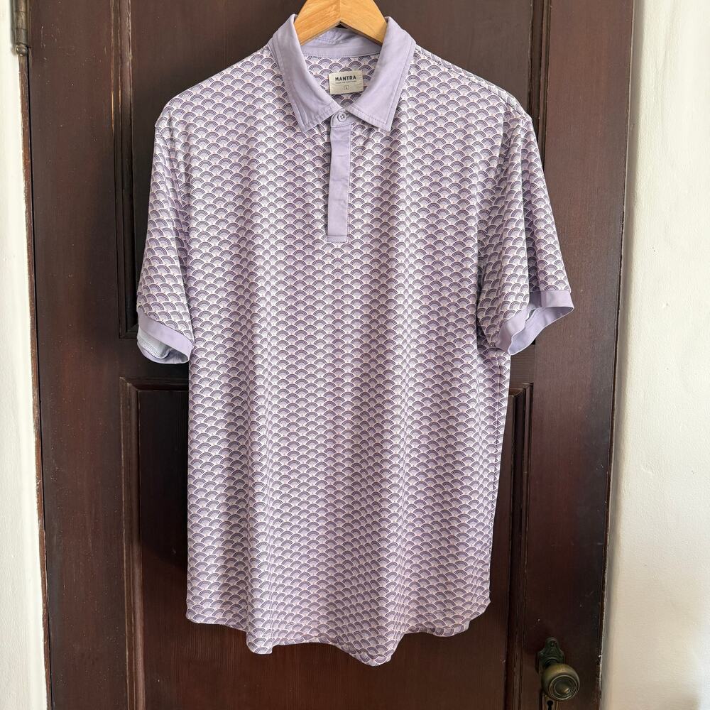 MANTRA Golf | Catalyst Collared Polo Golf Shirt in Purple Sundown Pattern Large